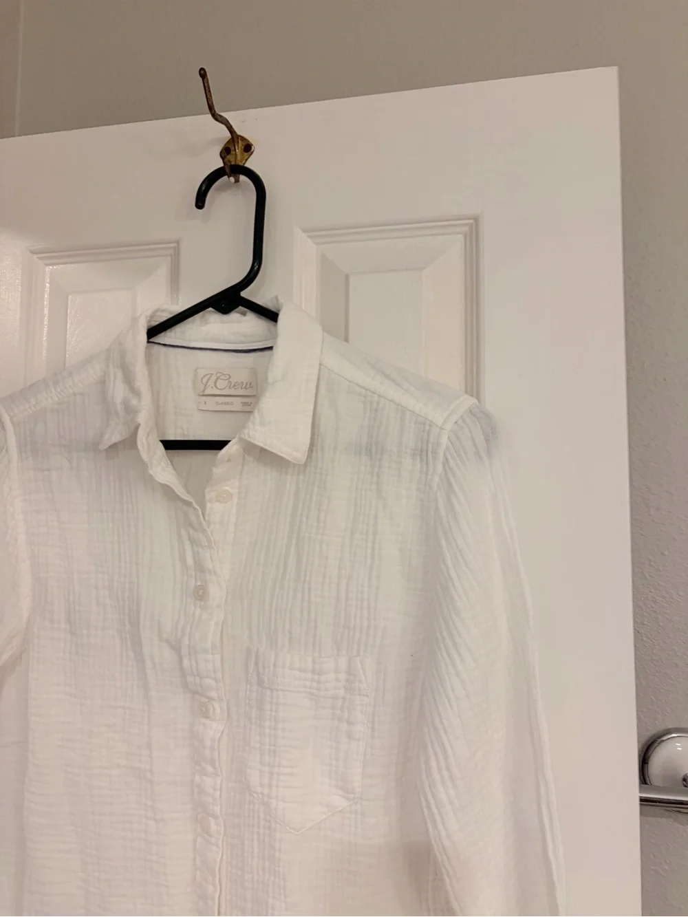J.Crew Classic Fit White Gauze Button Down Shirt 2